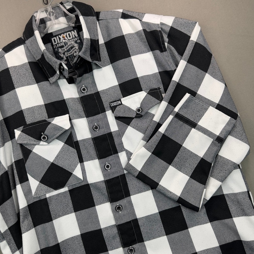 Dixxon Flannel The Gringo Men L Black White Excellent Buffalo Plaid Biker Work